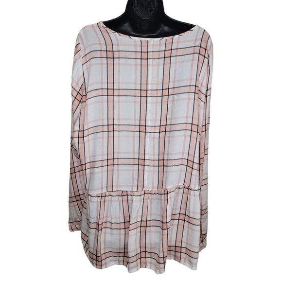 Lane Bryant peplum plaid blouse top size 22 - Picture 2 of 6